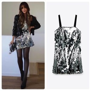 ZARA SILVER SEQUIN MINI DRESS